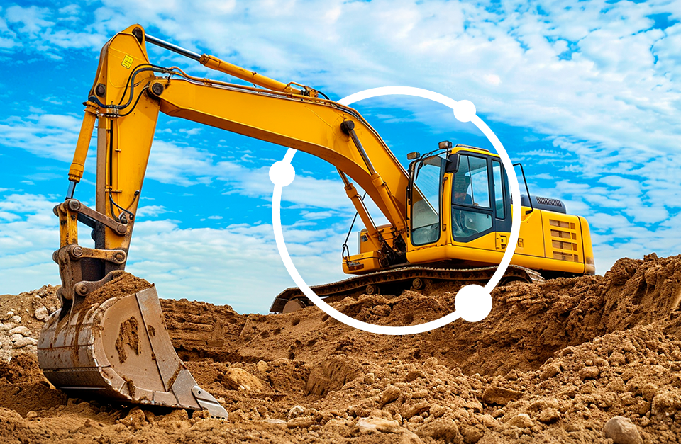 Ein Bagger mit routecontrol