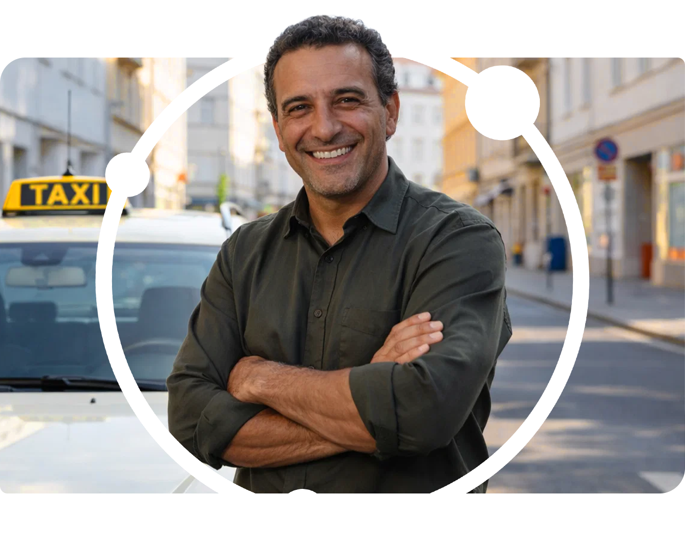 Taxi Fahrer mit routecontrol Bildmarke